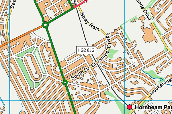 HG2 8JG map - OS VectorMap District (Ordnance Survey)