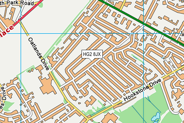 HG2 8JX map - OS VectorMap District (Ordnance Survey)