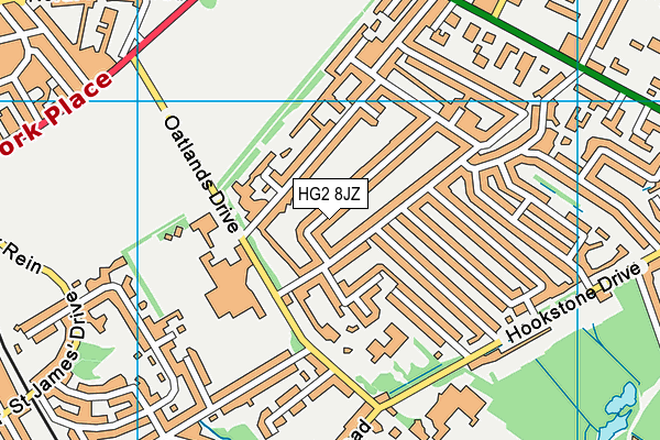 HG2 8JZ map - OS VectorMap District (Ordnance Survey)