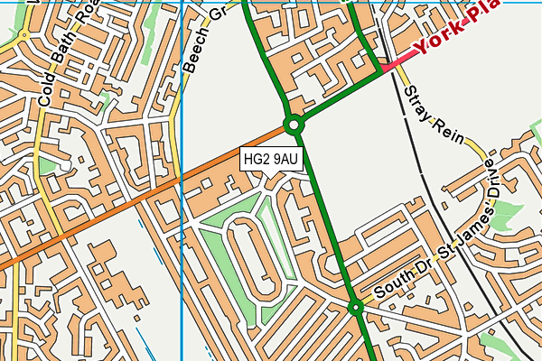 HG2 9AU map - OS VectorMap District (Ordnance Survey)