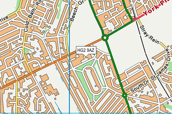 HG2 9AZ map - OS VectorMap District (Ordnance Survey)