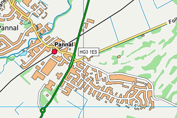 Pannal Golf Club map (HG3 1ES) - OS VectorMap District (Ordnance Survey)