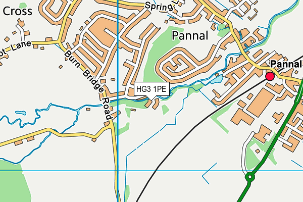 Pannal Cricket Club map (HG3 1PE) - OS VectorMap District (Ordnance Survey)