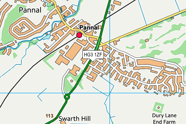 HG3 1ZF map - OS VectorMap District (Ordnance Survey)