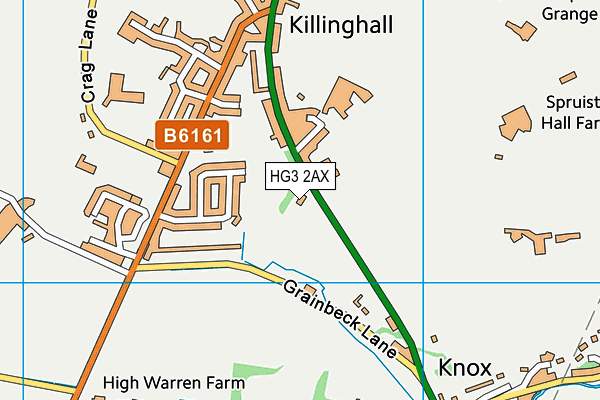 HG3 2AX map - OS VectorMap District (Ordnance Survey)