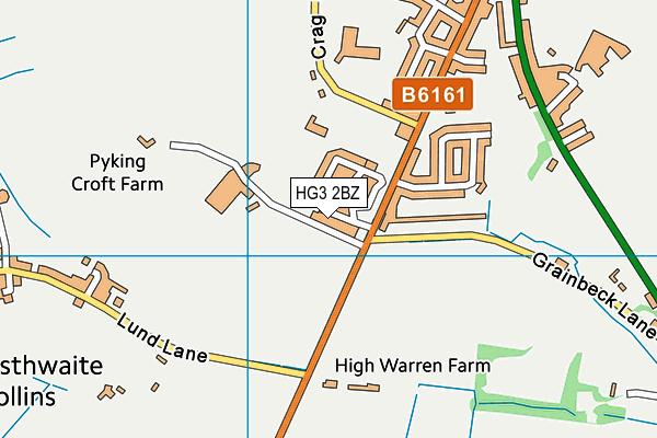 HG3 2BZ map - OS VectorMap District (Ordnance Survey)