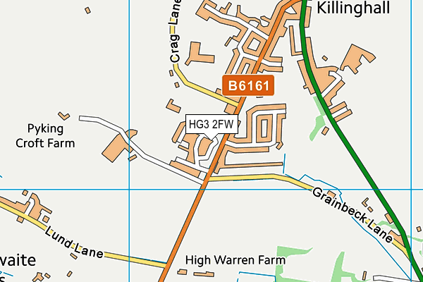 HG3 2FW map - OS VectorMap District (Ordnance Survey)