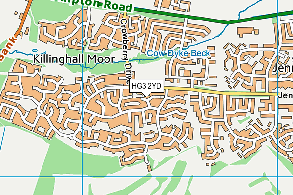 HG3 2YD map - OS VectorMap District (Ordnance Survey)