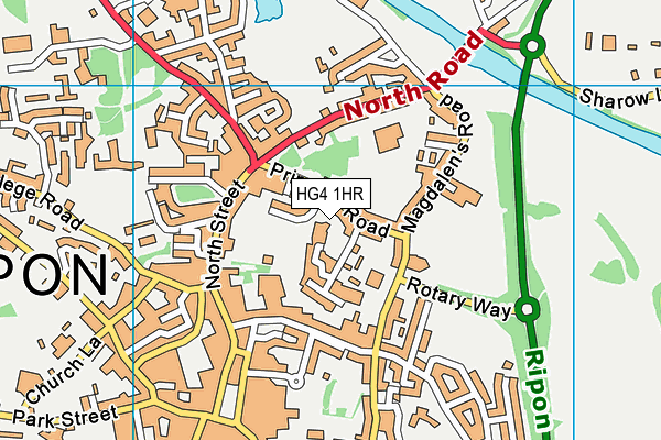 HG4 1HR map - OS VectorMap District (Ordnance Survey)