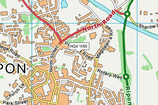 HG4 1HW map - OS VectorMap District (Ordnance Survey)