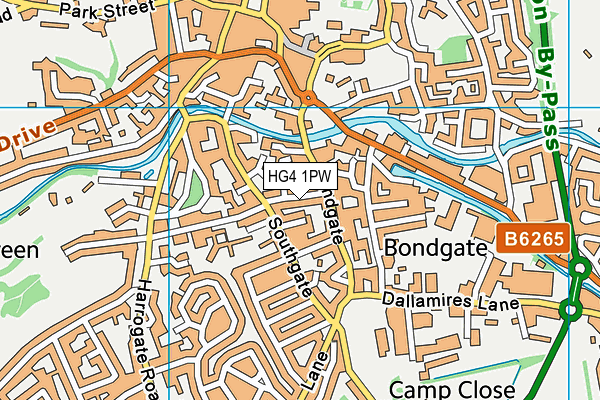 HG4 1PW map - OS VectorMap District (Ordnance Survey)