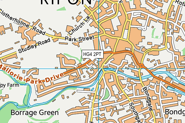 HG4 2PT map - OS VectorMap District (Ordnance Survey)