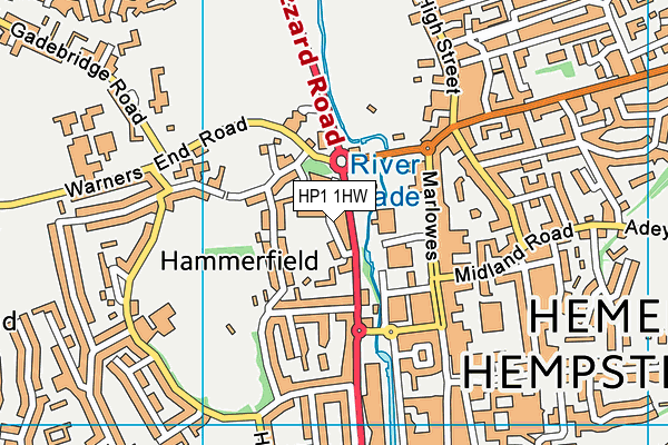 HP1 1HW map - OS VectorMap District (Ordnance Survey)