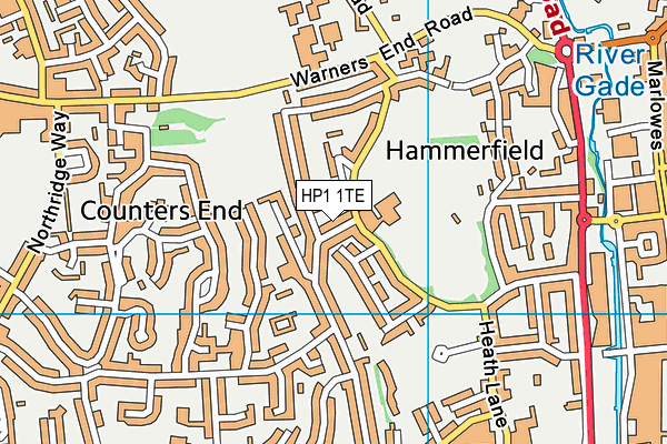 HP1 1TE map - OS VectorMap District (Ordnance Survey)