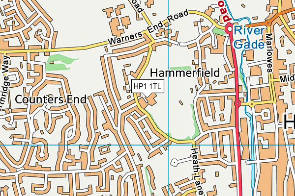 Lockers Park School map (HP1 1TL) - OS VectorMap District (Ordnance Survey)