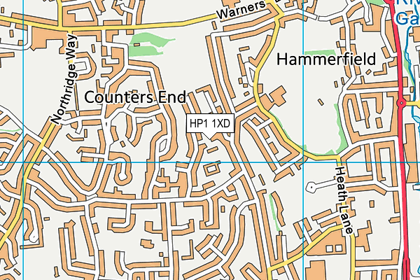 HP1 1XD map - OS VectorMap District (Ordnance Survey)