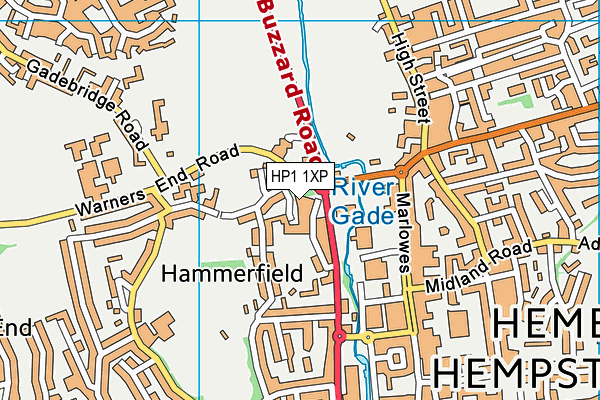 HP1 1XP map - OS VectorMap District (Ordnance Survey)