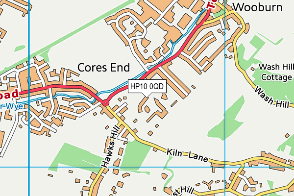 HP10 0QD map - OS VectorMap District (Ordnance Survey)