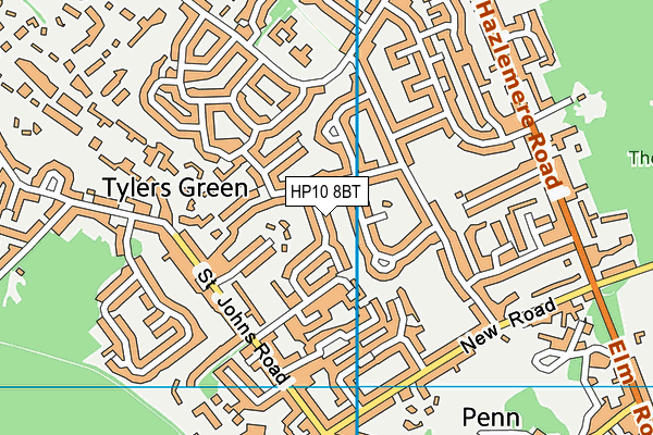 HP10 8BT map - OS VectorMap District (Ordnance Survey)