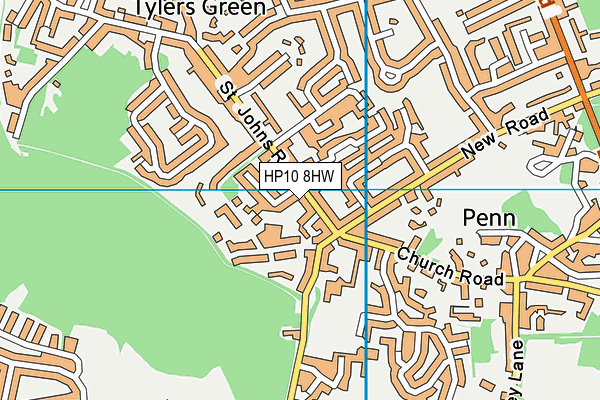 HP10 8HW map - OS VectorMap District (Ordnance Survey)