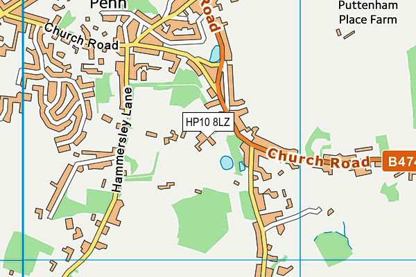 Penn School (Closed) map (HP10 8LZ) - OS VectorMap District (Ordnance Survey)