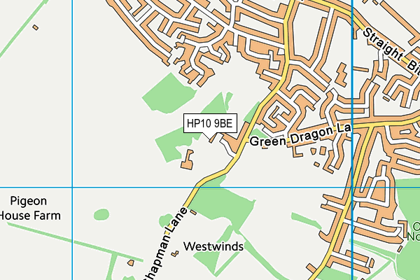 Green Dragon Sports Ground map (HP10 9BE) - OS VectorMap District (Ordnance Survey)