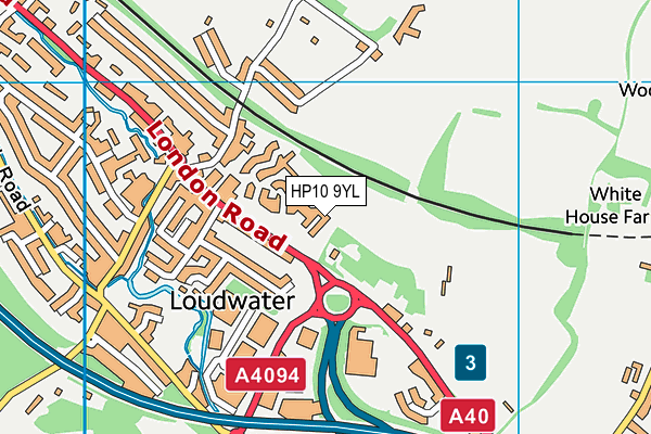 HP10 9YL map - OS VectorMap District (Ordnance Survey)