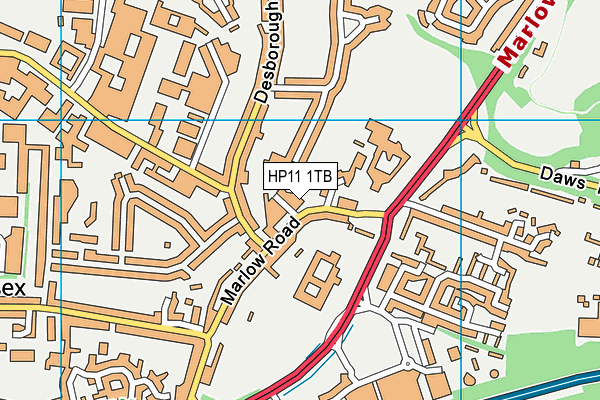 Wycombe High School map (HP11 1TB) - OS VectorMap District (Ordnance Survey)