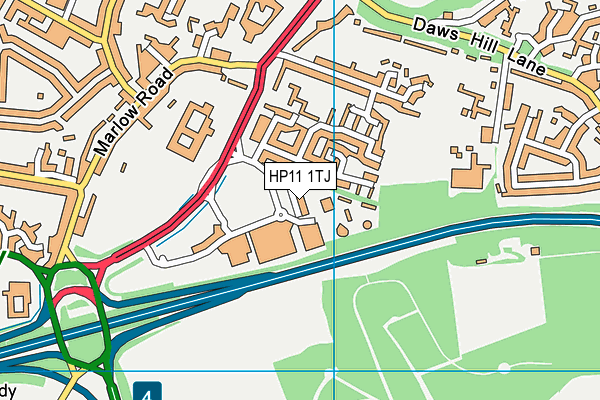 Wycombe Sports Centre (Closed) map (HP11 1TJ) - OS VectorMap District (Ordnance Survey)
