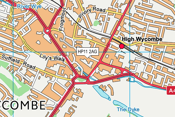 Map of A CLEANING HIGH WYCOMBE LIMITED at district scale