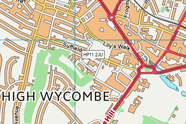 High Wycombe Church of England Combined School map (HP11 2JU) - OS VectorMap District (Ordnance Survey)