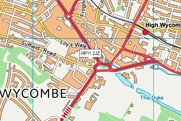 Buckinghamshire New University (High Wycombe Campus) map (HP11 2JZ) - OS VectorMap District (Ordnance Survey)