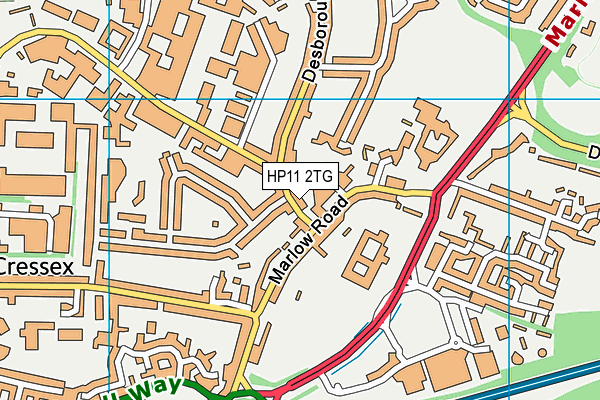 HP11 2TG map - OS VectorMap District (Ordnance Survey)