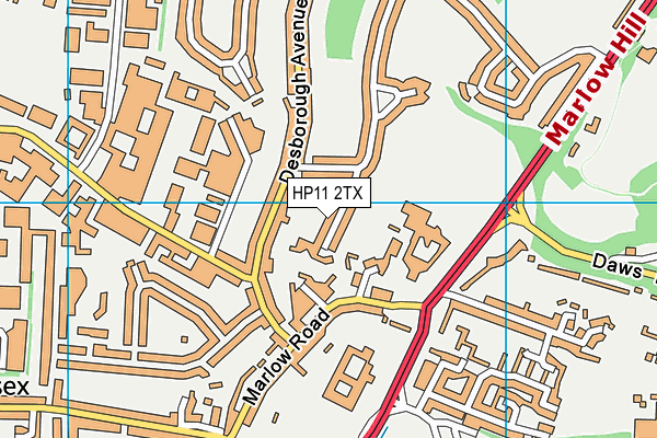 HP11 2TX map - OS VectorMap District (Ordnance Survey)