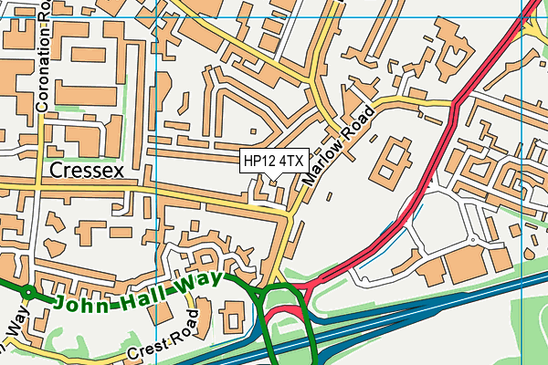 HP12 4TX map - OS VectorMap District (Ordnance Survey)