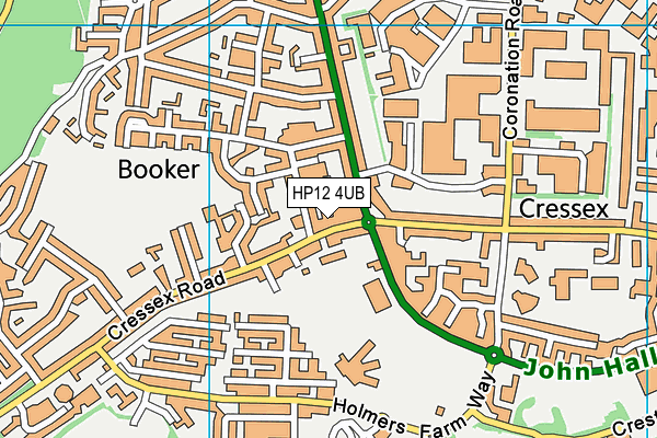 HP12 4UB map - OS VectorMap District (Ordnance Survey)