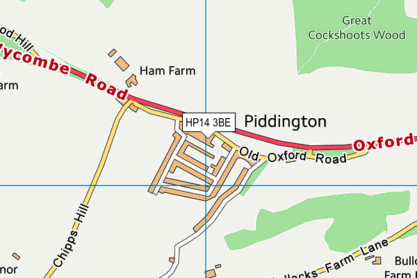 Piddington Recreation Ground map (HP14 3BE) - OS VectorMap District (Ordnance Survey)