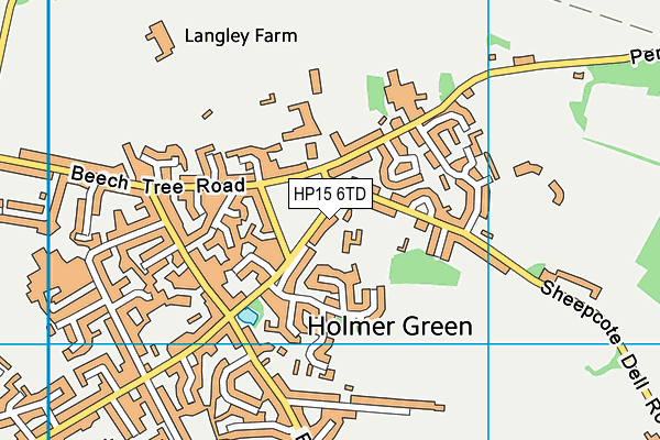 Holmer Green Junior School map (HP15 6TD) - OS VectorMap District (Ordnance Survey)