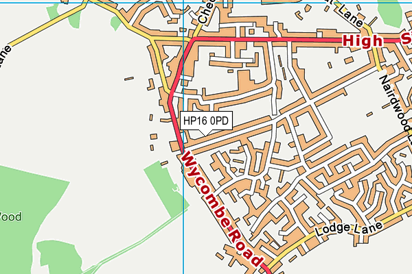 HP16 0PD map - OS VectorMap District (Ordnance Survey)