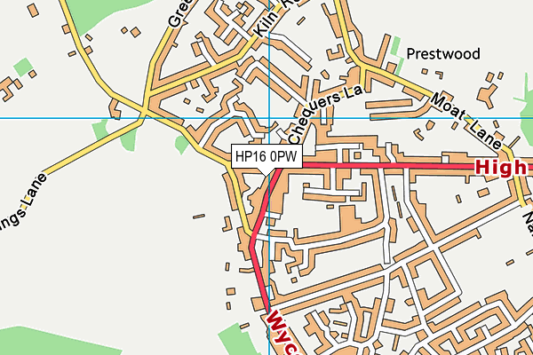 HP16 0PW map - OS VectorMap District (Ordnance Survey)