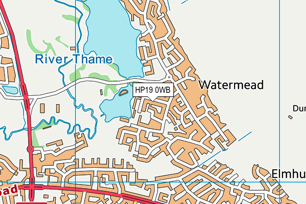 HP19 0WB map - OS VectorMap District (Ordnance Survey)