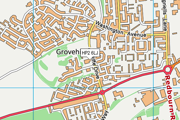 Aycliffe Drive Primary School map (HP2 6LJ) - OS VectorMap District (Ordnance Survey)