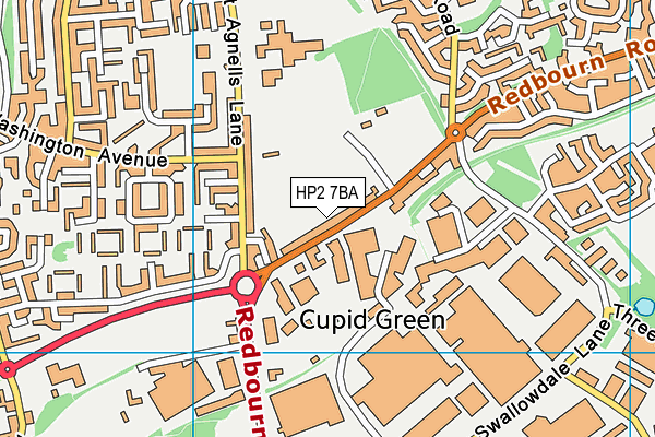 Cupid Green Playing Fields map (HP2 7BA) - OS VectorMap District (Ordnance Survey)