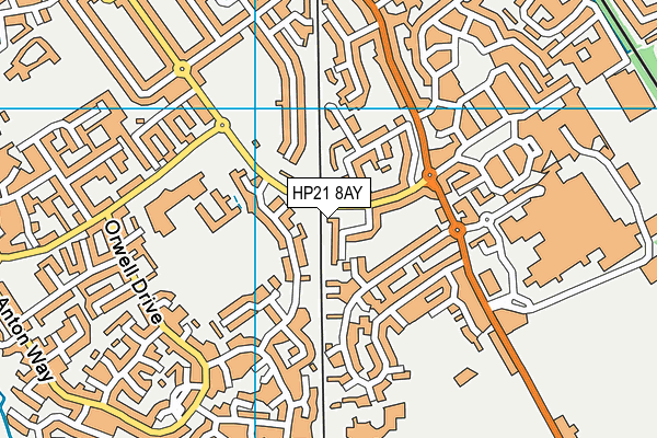HP21 8AY map - OS VectorMap District (Ordnance Survey)