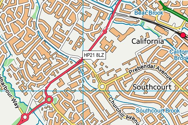 Pebble Brook School map (HP21 8LZ) - OS VectorMap District (Ordnance Survey)