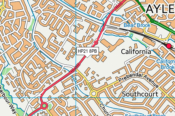Aylesbury UTC map (HP21 8PB) - OS VectorMap District (Ordnance Survey)