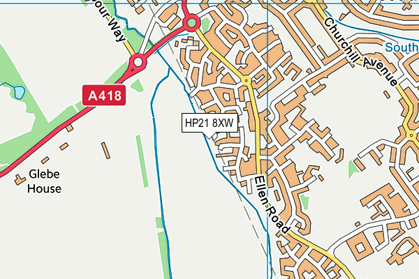 HP21 8XW map - OS VectorMap District (Ordnance Survey)