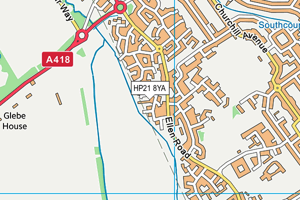 HP21 8YA map - OS VectorMap District (Ordnance Survey)