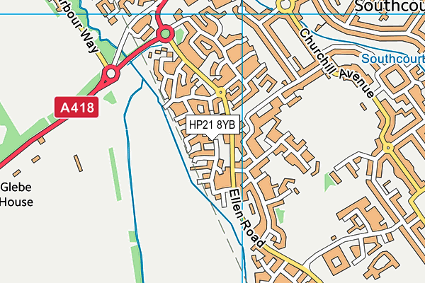 HP21 8YB map - OS VectorMap District (Ordnance Survey)