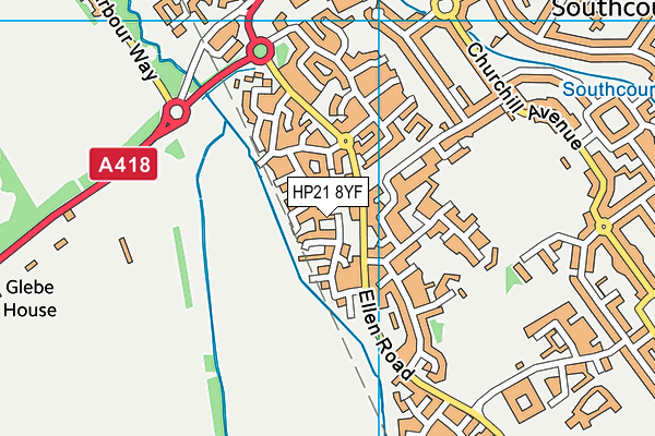 HP21 8YF map - OS VectorMap District (Ordnance Survey)